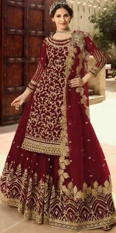 Maroon Soft Net With Embroidery Work Salwar Suit | Jump Suits, Salwar suit, Casual Suits, Creative suits, Designer Suits, Palazzo Suits, Party Wear Suits, Patiala Suits, Straight Suits