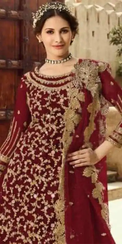 Maroon Soft Net With Embroidery Work Salwar Suit | Jump Suits, Salwar suit, Casual Suits, Creative suits, Designer Suits, Palazzo Suits, Party Wear Suits, Patiala Suits, Straight Suits