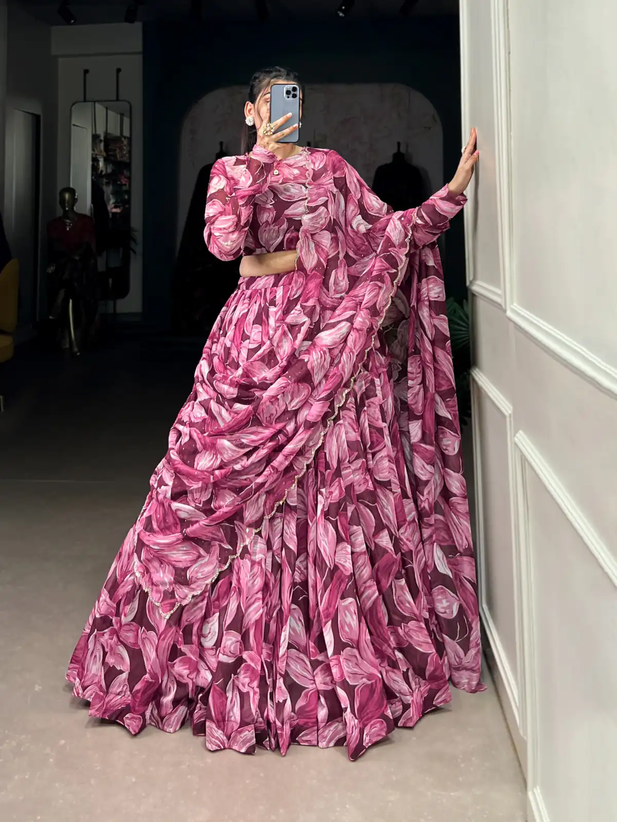 Maroon Tabby Silk Lehenga Choli | Lehenga, Bollywood Lehenga, Creative Lehenga, Designer Lehenga, Embroidered Lehenga, Party Wear Lehenga