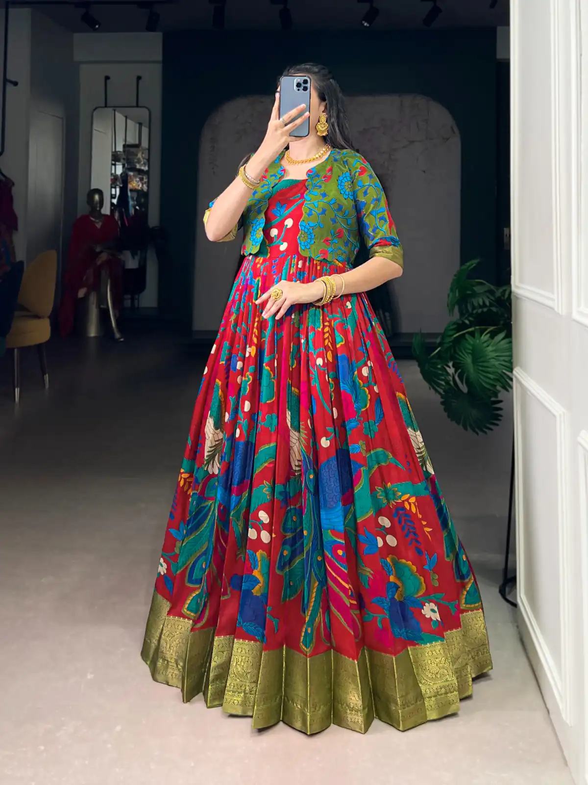 Maroon Taser Silk Zari Work Kalamkari Print Gown | Gowns, Bollywood Gowns, Creative Gowns, Designer Gowns, Embroidered Gowns, Party Wear Gowns