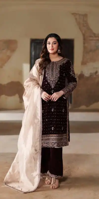 Maroon Velvet Embroidery Work Salwar Suit | Jump Suits, Salwar suit, Casual Suits, Creative suits, Designer Suits, Palazzo Suits, Party Wear Suits, Patiala Suits, Straight Suits