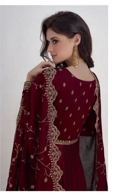 Maroon Vichitra Embroidery Lace Work Salwar Suit | Jump Suits, Salwar suit, Casual Suits, Creative suits, Designer Suits, Palazzo Suits, Party Wear Suits, Patiala Suits, Straight Suits
