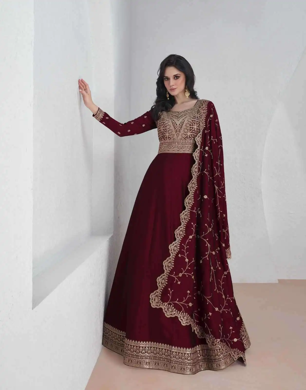 Maroon Vichitra Embroidery Lace Work Salwar Suit | Jump Suits, Salwar suit, Casual Suits, Creative suits, Designer Suits, Palazzo Suits, Party Wear Suits, Patiala Suits, Straight Suits
