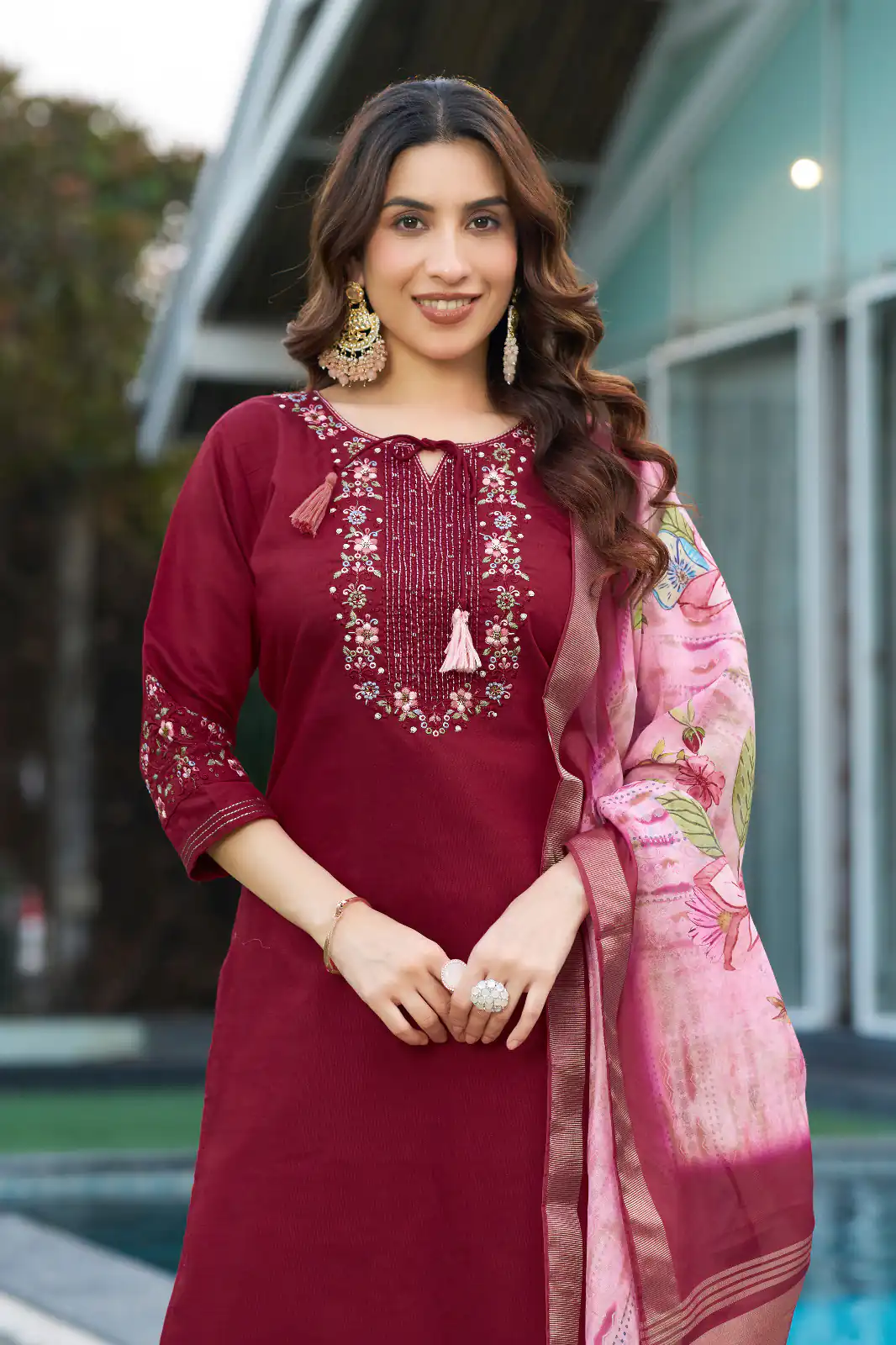 Maroon Viscose Silk Digital Print Embroider Work Salwar Suit | Jump Suits, Salwar suit, Casual Suits, Creative suits, Designer Suits, Palazzo Suits, Party Wear Suits, Patiala Suits, Straight Suits