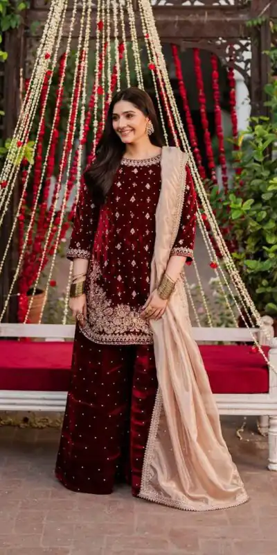 Maroon Viscose Velvet Lace Work Salwar Suit | Jump Suits, Tops & Bottoms, Track Suits, Salwar suit, Casual Suits, Creative suits, Designer Suits, Palazzo Suits, Party Wear Suits, Patiala Suits, Straight Suits, Trendy Wear