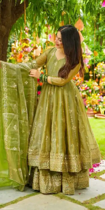 Mehandi Crunchy Silk With Embroidery Salwar Suit | Jump Suits, Tops & Bottoms, Track Suits, Salwar suit, Casual Suits, Creative suits, Designer Suits, Palazzo Suits, Party Wear Suits, Patiala Suits, Straight Suits, Trendy Wear