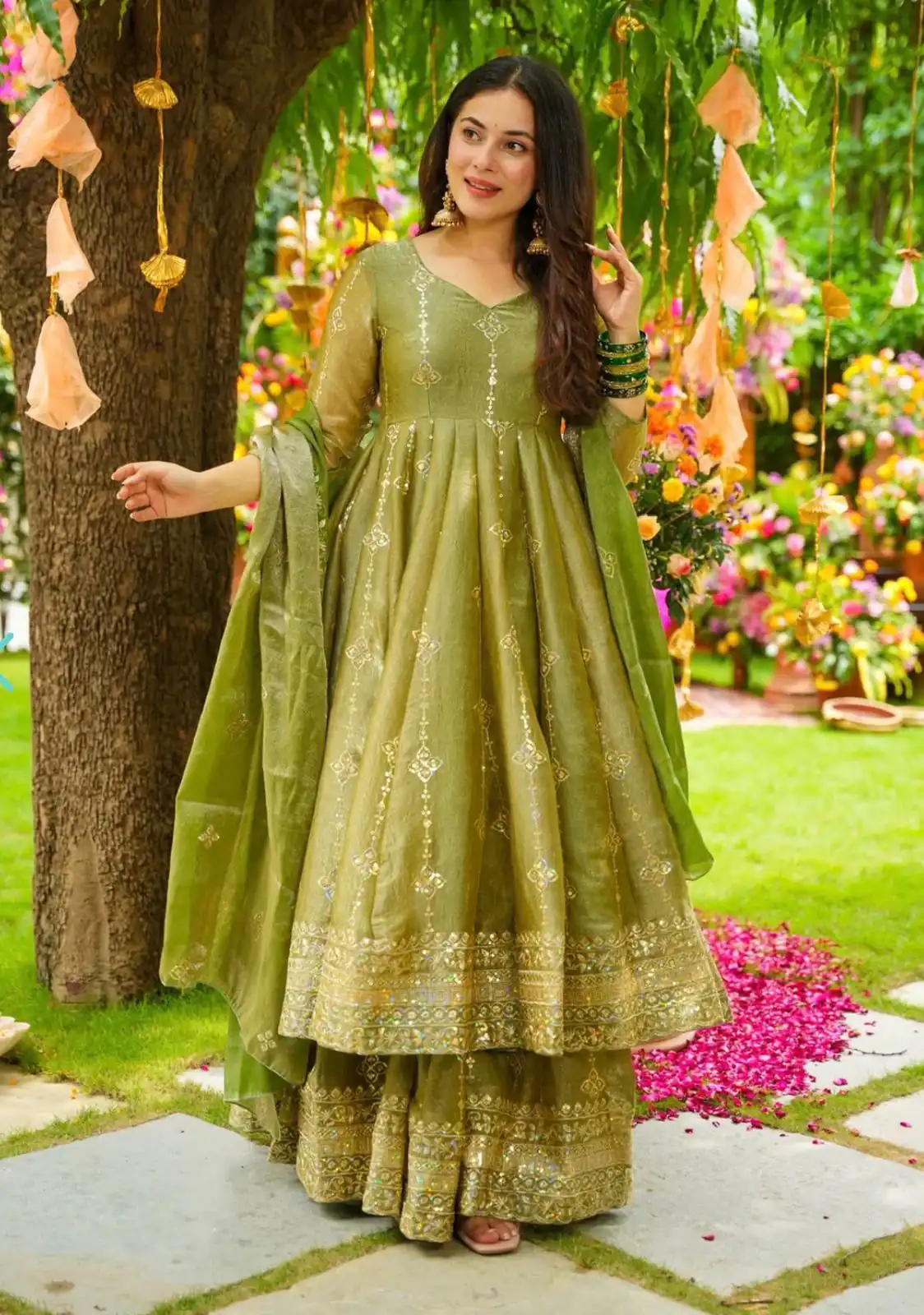 Mehandi Crunchy Silk With Embroidery Salwar Suit | Jump Suits, Tops & Bottoms, Track Suits, Salwar suit, Casual Suits, Creative suits, Designer Suits, Palazzo Suits, Party Wear Suits, Patiala Suits, Straight Suits, Trendy Wear