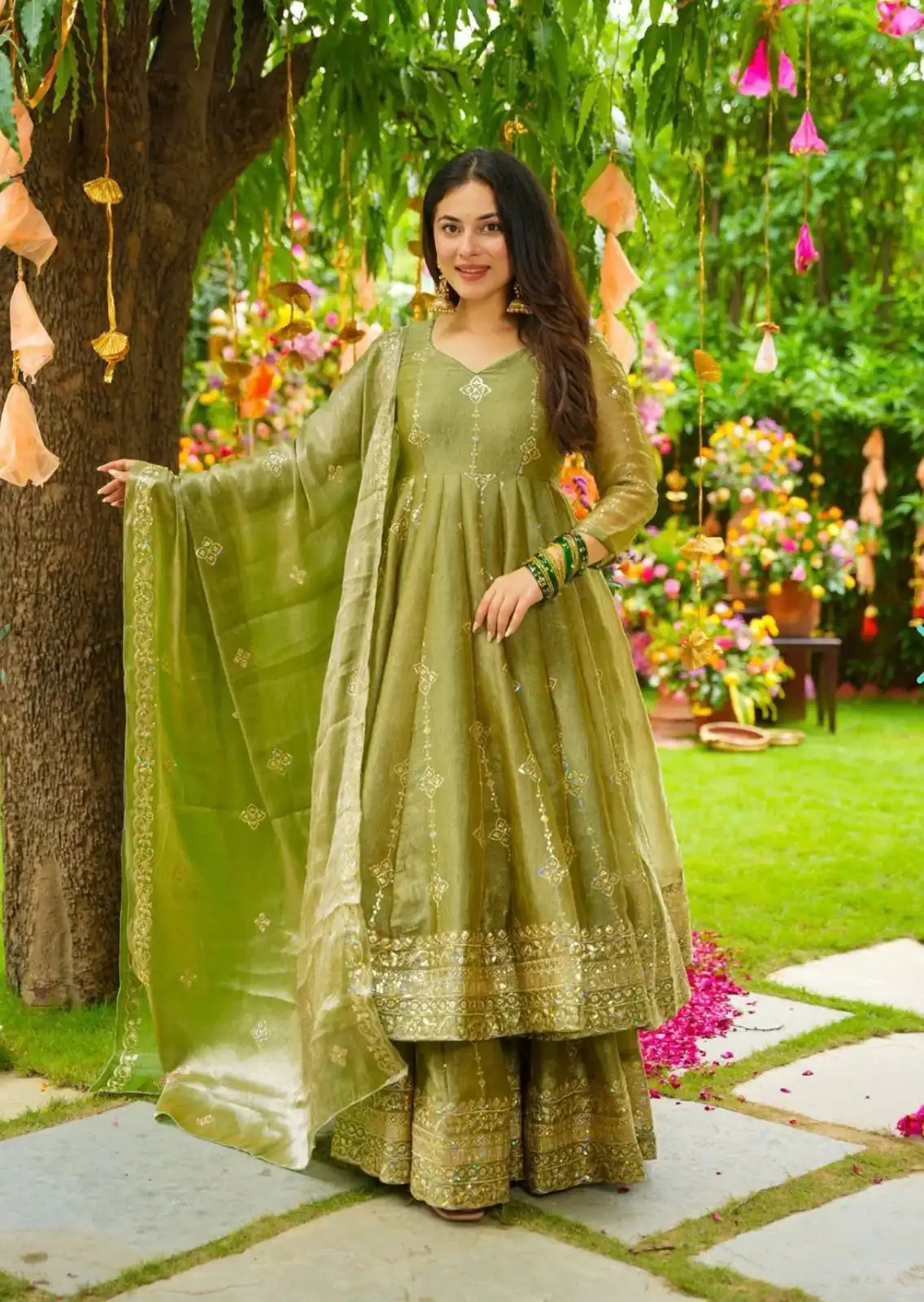 Mehandi Crunchy Silk With Embroidery Salwar Suit | Jump Suits, Tops & Bottoms, Track Suits, Salwar suit, Casual Suits, Creative suits, Designer Suits, Palazzo Suits, Party Wear Suits, Patiala Suits, Straight Suits, Trendy Wear