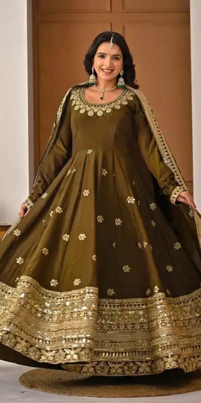 Mehandi NC Vichitra Silk Embroidery Work Salwar Suit | Jump Suits, Salwar suit, Casual Suits, Creative suits, Designer Suits, Palazzo Suits, Party Wear Suits, Patiala Suits, Straight Suits