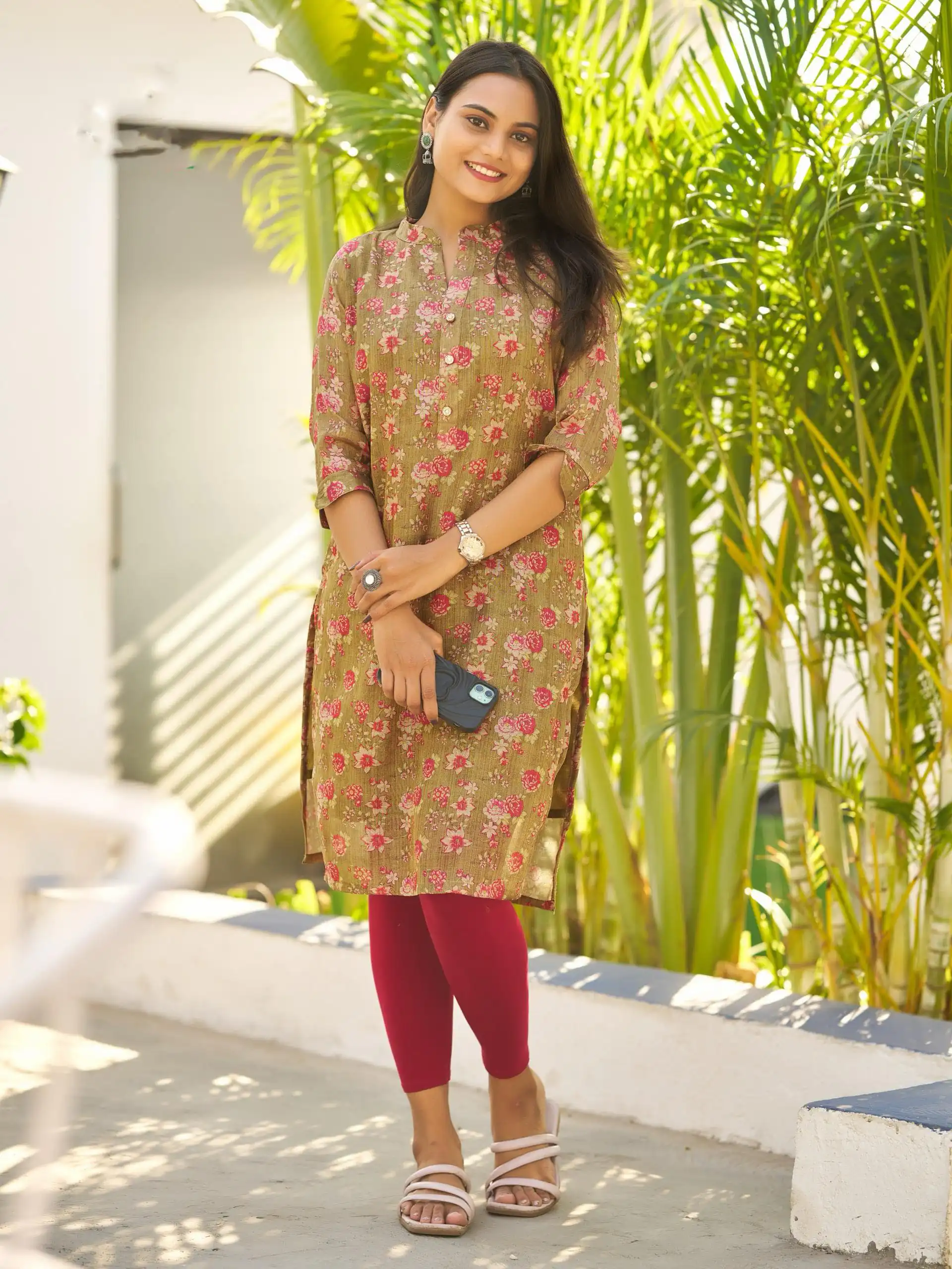 Mehandi Simmer Silk Office Wear Printed Kurti | Kurti, Bollywood Kurti, Creative Kurtis, Designer Kurti, Party Wear Kurti, Selfie Kurti