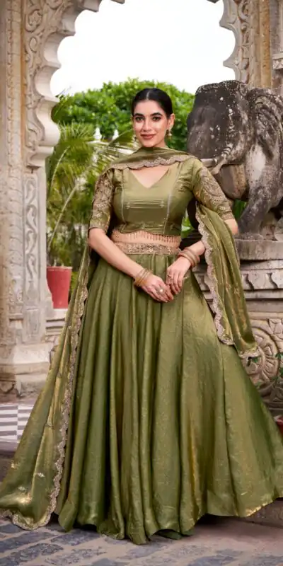 Mehendi Fendi Sequins Work Lehenga Choli | Lehenga, Bollywood Lehenga, Creative Lehenga, Designer Lehenga, Embroidered Lehenga, Party Wear Lehenga