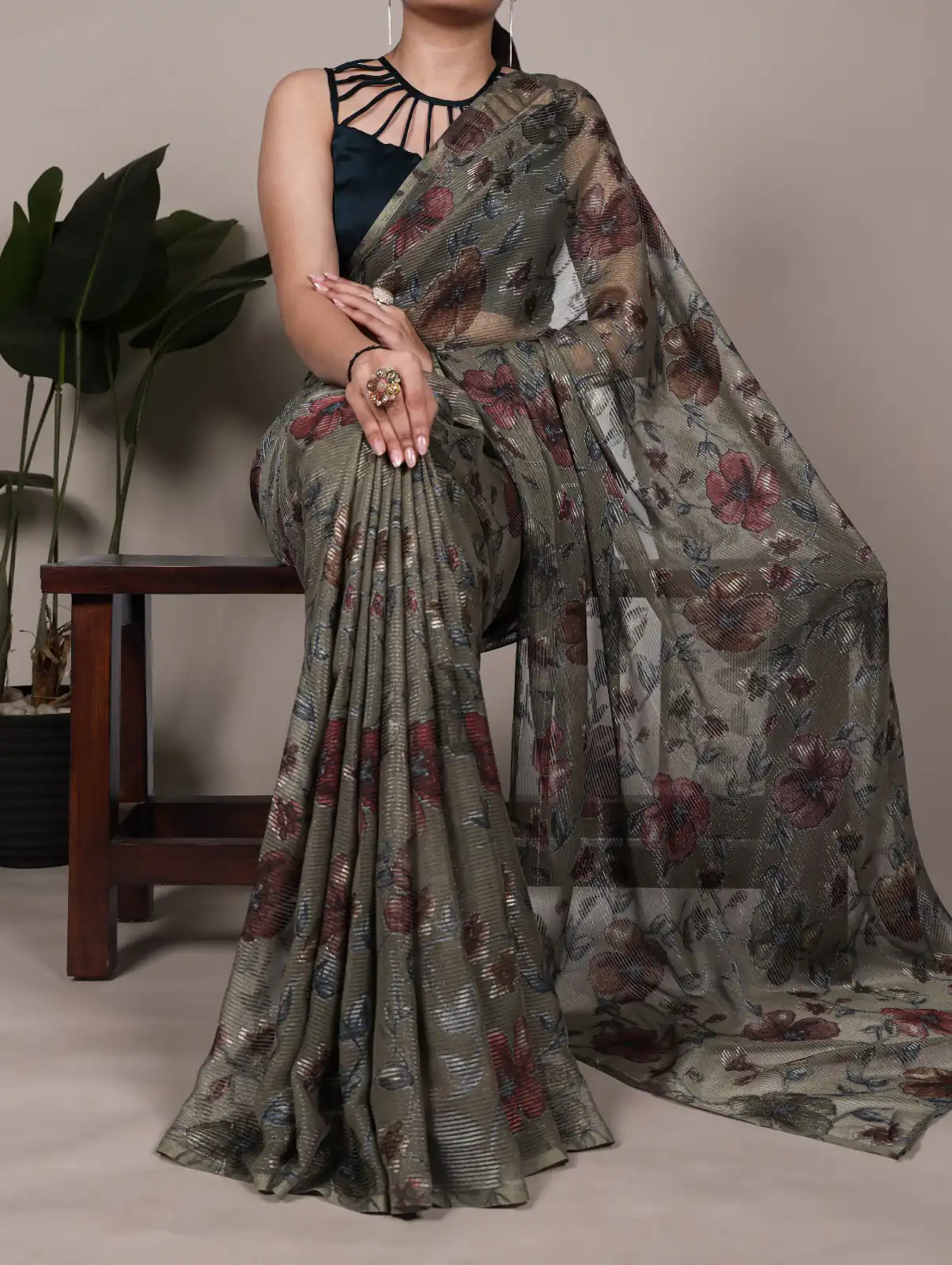 Mehendi Lurex Brasso Floral Saree | Sarees, Bollywood Sarees, Creative Sarees, Designer Sarees, Embroidered Sarees, Ethnic Saree, Modern Digital sarees, Party Wear Sarees