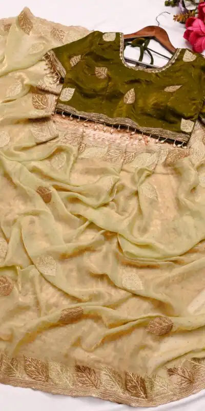 Mehendi Soft Fandy Silk Embroidery Lace Work Saree | Sarees, Bollywood Sarees, Creative Sarees, Designer Sarees, Embroidered Sarees, Ethnic Saree, Modern Digital sarees, Party Wear Sarees