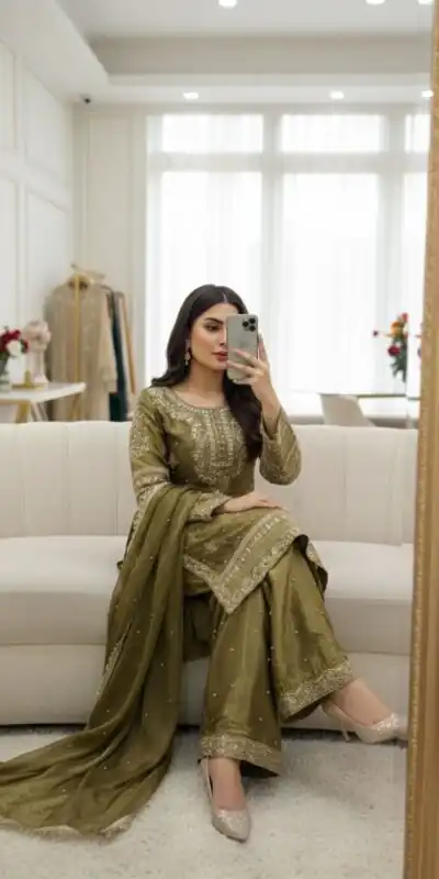 Mehendi Zimmy Silk Lace Embroidery Work Salwar Suit | Jump Suits, Salwar suit, Casual Suits, Creative suits, Designer Suits, Palazzo Suits, Party Wear Suits, Patiala Suits, Straight Suits