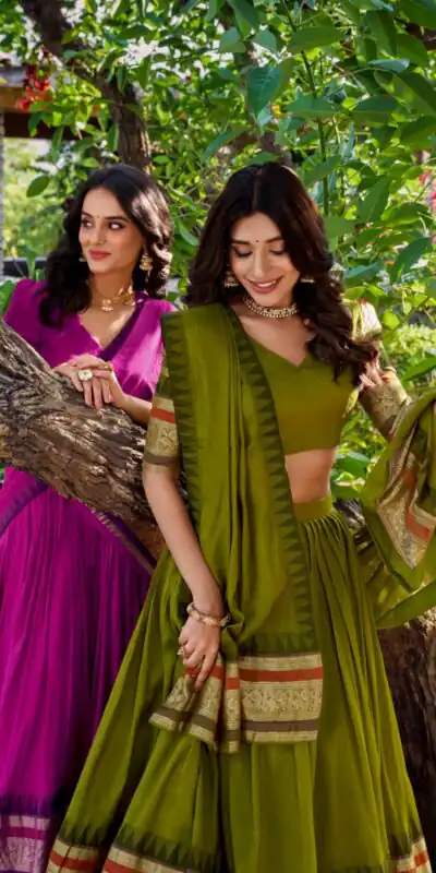 Mehndi Chanderi Plain Lehenga Choli | Lehenga, Bollywood Lehenga, Creative Lehenga, Designer Lehenga, Embroidered Lehenga, Party Wear Lehenga