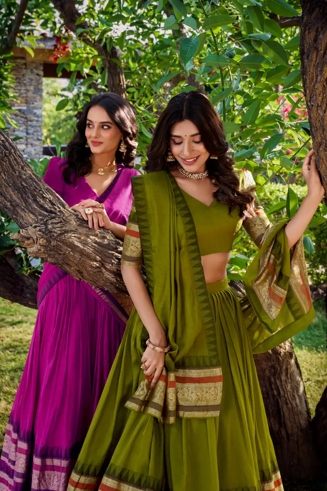 Mehndi Chanderi Plain Lehenga Choli | Lehenga, Bollywood Lehenga, Creative Lehenga, Designer Lehenga, Embroidered Lehenga, Party Wear Lehenga
