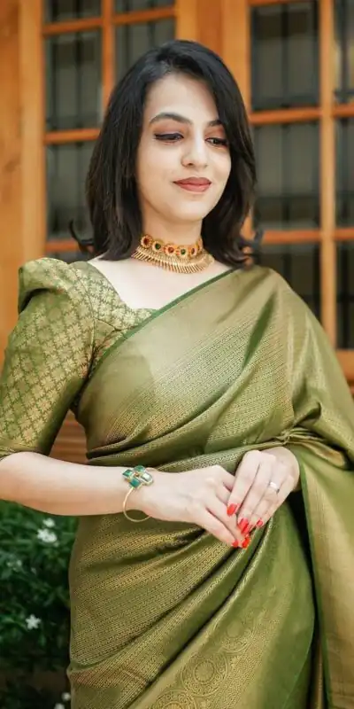 Mehndi Silk Jacquard Work On All Over Saree | Sarees, Bollywood Sarees, Creative Sarees, Designer Sarees, Embroidered Sarees, Ethnic Saree, Modern Digital sarees, Party Wear Sarees