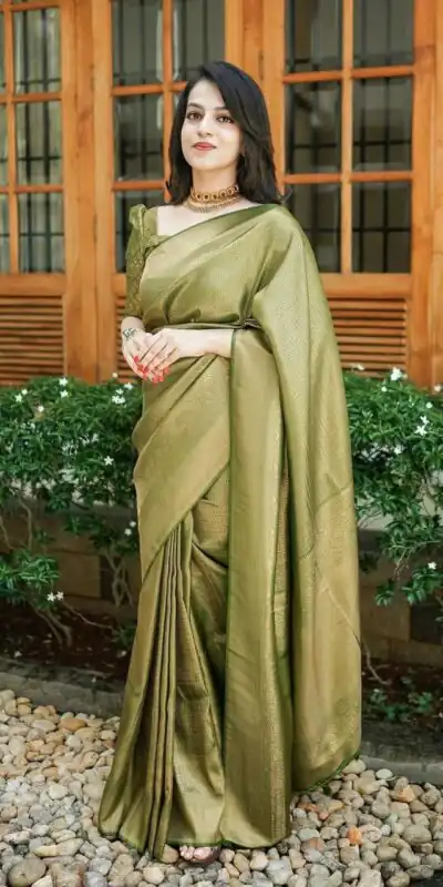 Mehndi Silk Jacquard Work On All Over Saree | Sarees, Bollywood Sarees, Creative Sarees, Designer Sarees, Embroidered Sarees, Ethnic Saree, Modern Digital sarees, Party Wear Sarees
