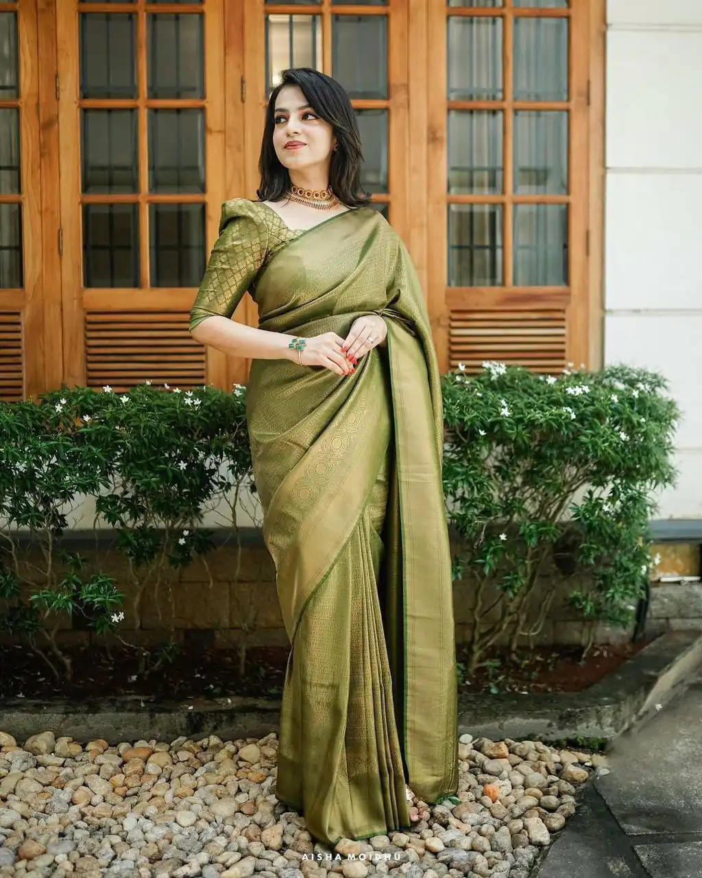 Mehndi Silk Jacquard Work On All Over Saree | Sarees, Bollywood Sarees, Creative Sarees, Designer Sarees, Embroidered Sarees, Ethnic Saree, Modern Digital sarees, Party Wear Sarees