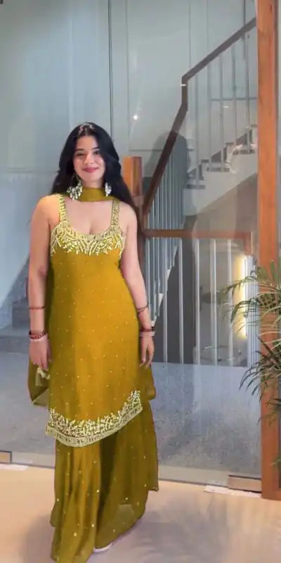 Mustaed Faux Georgette With Lace Work Salwar Suit | Jump Suits, Tops & Bottoms, Track Suits, Salwar suit, Casual Suits, Creative suits, Designer Suits, Palazzo Suits, Party Wear Suits, Patiala Suits, Straight Suits, Trendy Wear