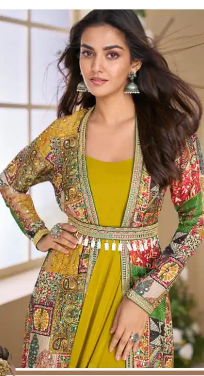 Mustard Blooming Georgette Mirror Work Embroider Kurti | Kurti, Bollywood Kurti, Creative Kurtis, Designer Kurti, Party Wear Kurti, Selfie Kurti