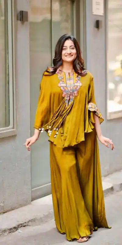 Mustard Chinon Sequence Salwar Suit | Jump Suits, Salwar suit, Casual Suits, Creative suits, Designer Suits, Palazzo Suits, Party Wear Suits, Patiala Suits, Straight Suits