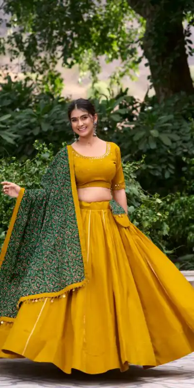 Mustard Cotton Plain Lehenga Choli | Lehenga, Bollywood Lehenga, Creative Lehenga, Designer Lehenga, Embroidered Lehenga, Party Wear Lehenga