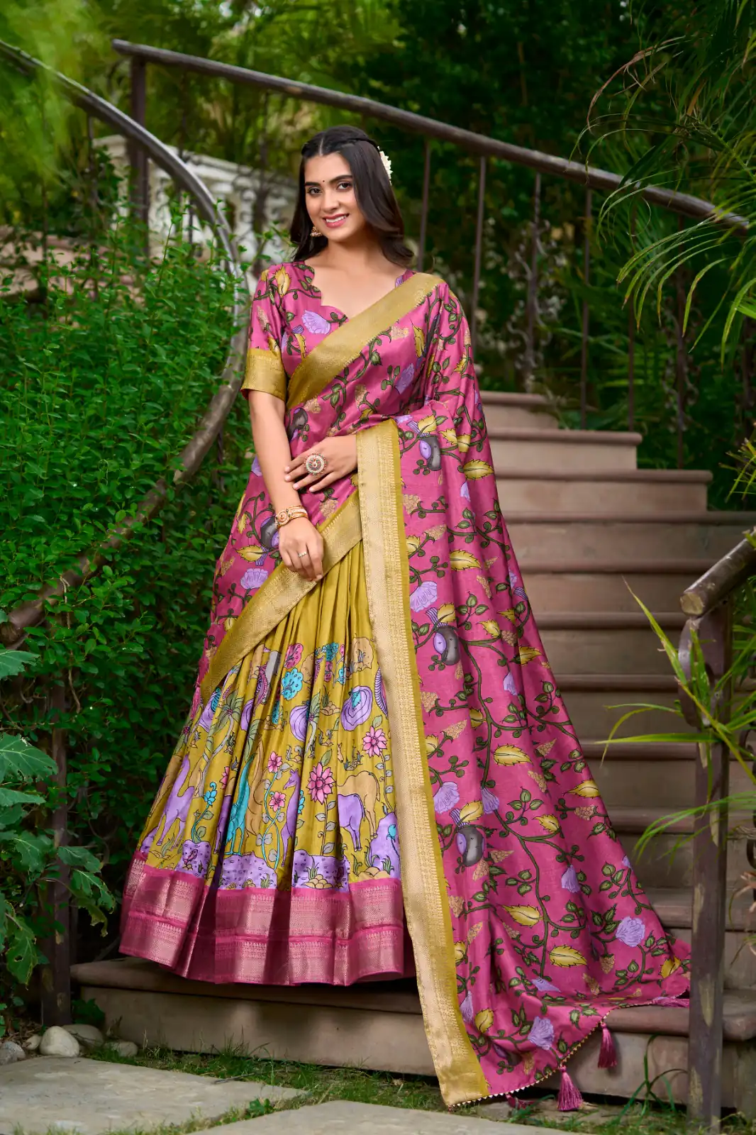 Mustard Dola Silk Kalamkari Print Zari Lehenga Choli | Lehenga, Bollywood Lehenga, Creative Lehenga, Designer Lehenga, Embroidered Lehenga, Party Wear Lehenga