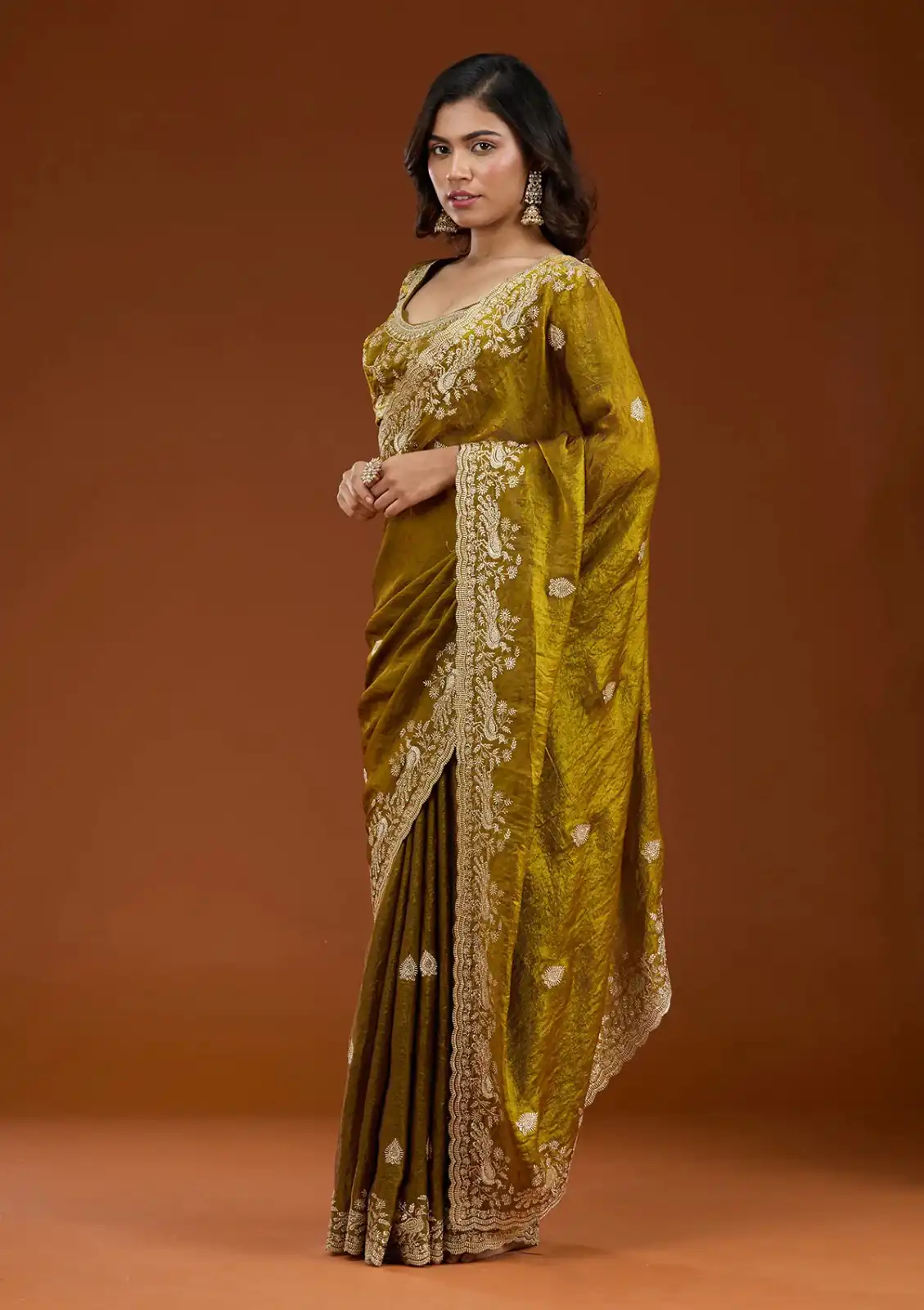 Mustard Fandy Satin Silk Embroidery Work Saree | Sarees, Bollywood Sarees, Creative Sarees, Designer Sarees, Embroidered Sarees, Ethnic Saree, Modern Digital sarees, Party Wear Sarees