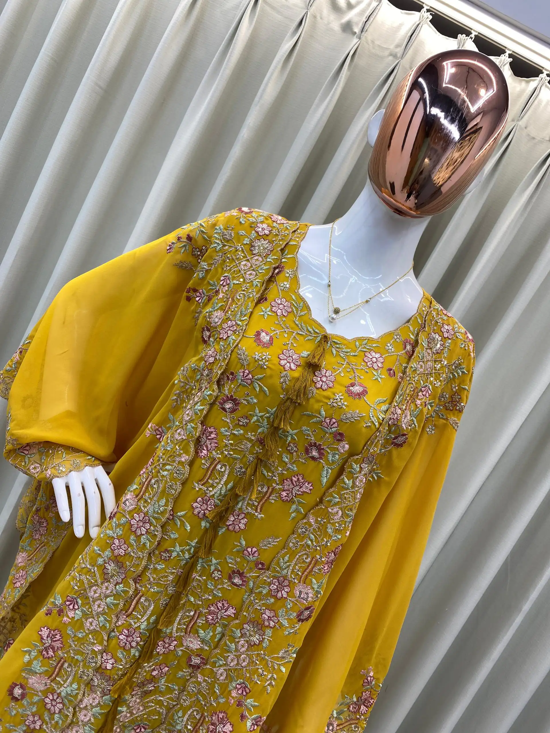 Mustard Faux Georgette Embroidery Work Salwar Suit | Jump Suits, Tops & Bottoms, Track Suits, Salwar suit, Casual Suits, Creative suits, Designer Suits, Palazzo Suits, Party Wear Suits, Patiala Suits, Straight Suits, Trendy Wear
