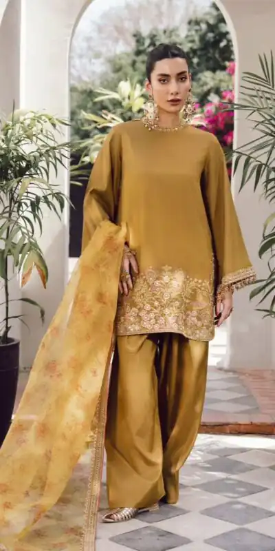 Mustard French Crep Silk With Sequence Salwar  Suit | Jump Suits, Salwar suit, Casual Suits, Creative suits, Designer Suits, Palazzo Suits, Party Wear Suits, Patiala Suits, Straight Suits