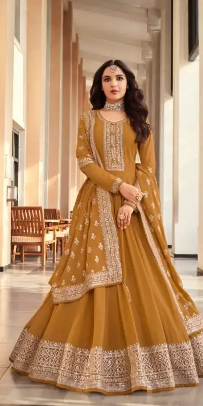 Mustard Georgette Embroidery Salwar Suit | Salwar suit, Casual Suits, Creative suits, Designer Suits, Palazzo Suits, Party Wear Suits, Patiala Suits, Straight Suits