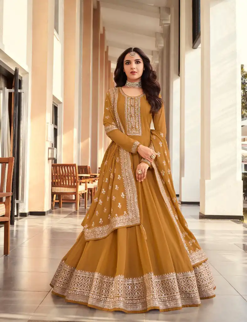 Mustard Georgette Embroidery Salwar Suit | Salwar suit, Casual Suits, Creative suits, Designer Suits, Palazzo Suits, Party Wear Suits, Patiala Suits, Straight Suits
