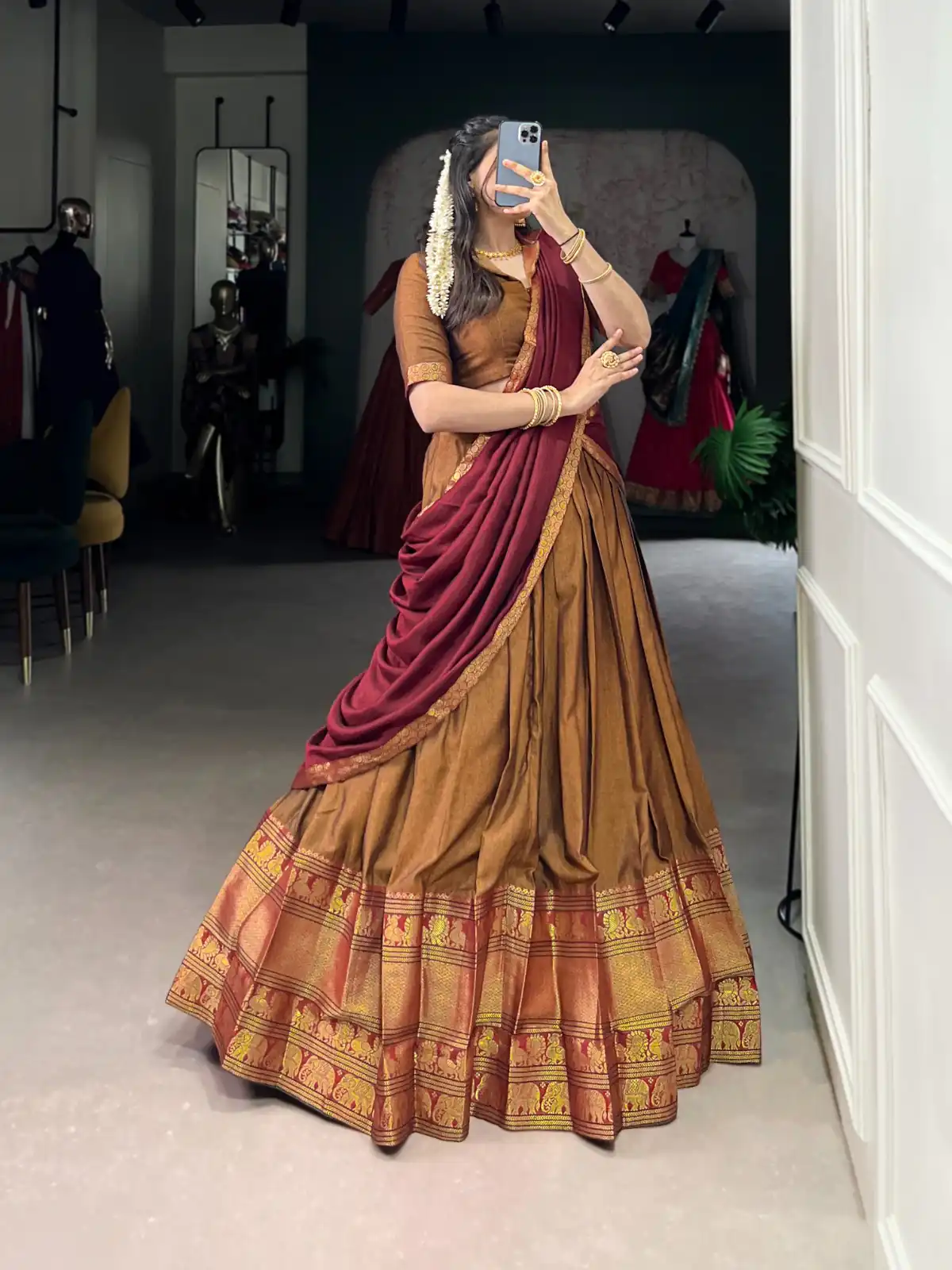 Mustard Narayan Pet Zari Weaving Lehenga Choli | Lehenga, Bollywood Lehenga, Creative Lehenga, Designer Lehenga, Embroidered Lehenga, Party Wear Lehenga