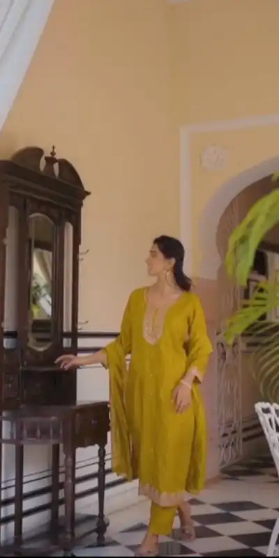 Mustard Pure Chinon Embroidery Salwar Suit | Jump Suits, Tops & Bottoms, Track Suits, Salwar suit, Casual Suits, Creative suits, Designer Suits, Palazzo Suits, Party Wear Suits, Patiala Suits, Straight Suits, Trendy Wear