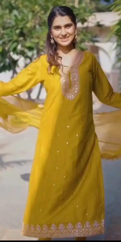 Mustard Pure Chinon Embroidery Salwar Suit | Jump Suits, Tops & Bottoms, Track Suits, Salwar suit, Casual Suits, Creative suits, Designer Suits, Palazzo Suits, Party Wear Suits, Patiala Suits, Straight Suits, Trendy Wear