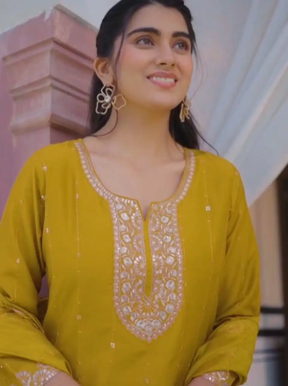 Mustard Pure Chinon Embroidery Salwar Suit | Jump Suits, Tops & Bottoms, Track Suits, Salwar suit, Casual Suits, Creative suits, Designer Suits, Palazzo Suits, Party Wear Suits, Patiala Suits, Straight Suits, Trendy Wear