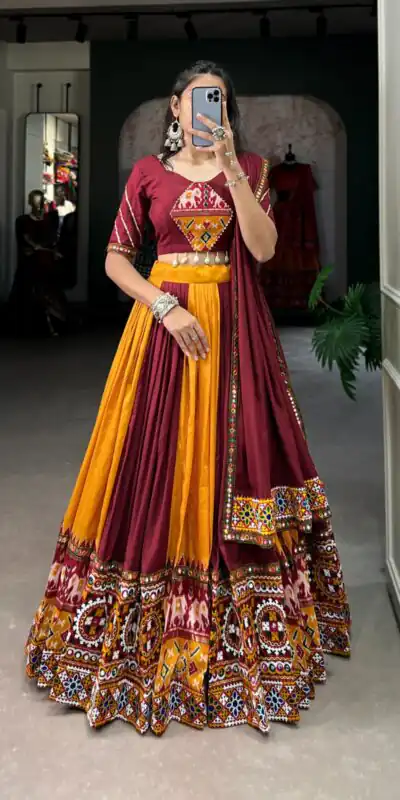 Mustard Rayon Printed Silk Work Lehenga Choli | Lehenga, Bollywood Lehenga, Creative Lehenga, Designer Lehenga, Embroidered Lehenga, Party Wear Lehenga