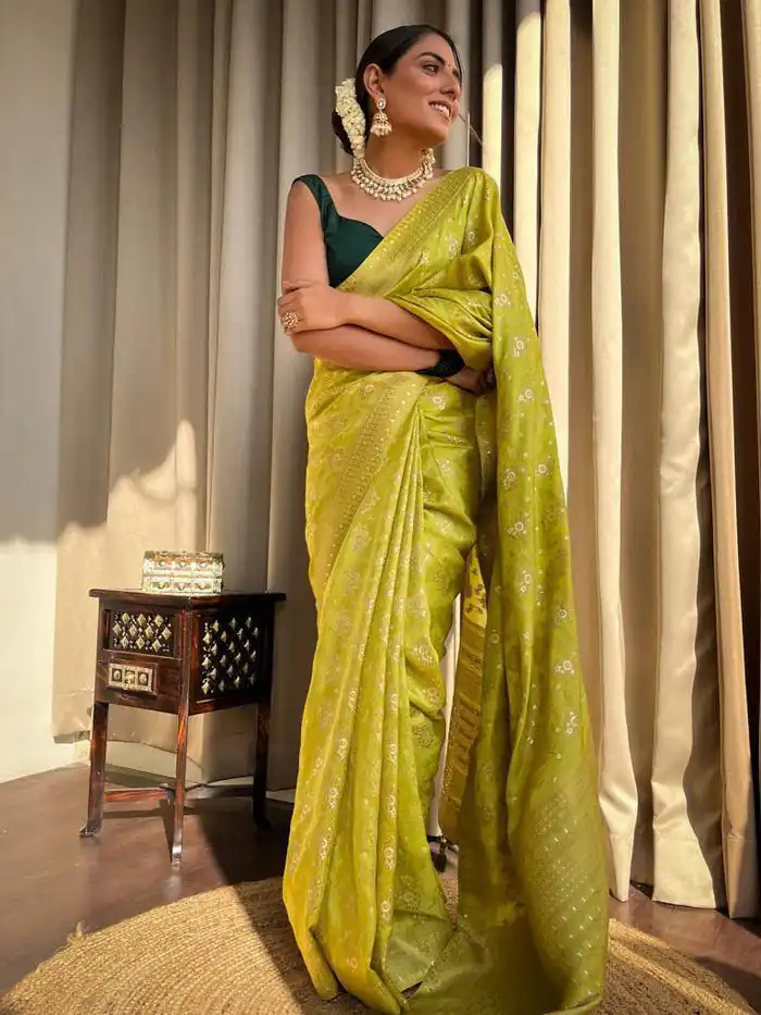 Mustard Soft Silk Jacquard All Over Saree | Sarees, Bollywood Sarees, Creative Sarees, Designer Sarees, Embroidered Sarees, Ethnic Saree, Modern Digital sarees, Party Wear Sarees