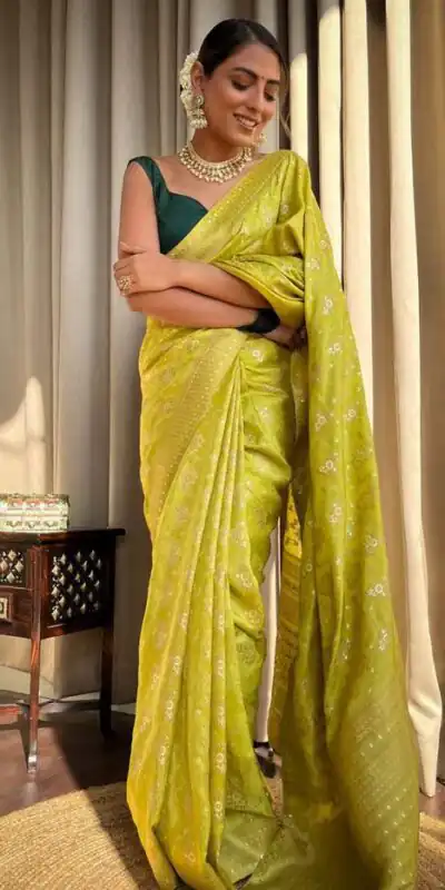 Mustard Soft Silk Jacquard All Over Saree | Sarees, Bollywood Sarees, Creative Sarees, Designer Sarees, Embroidered Sarees, Ethnic Saree, Modern Digital sarees, Party Wear Sarees