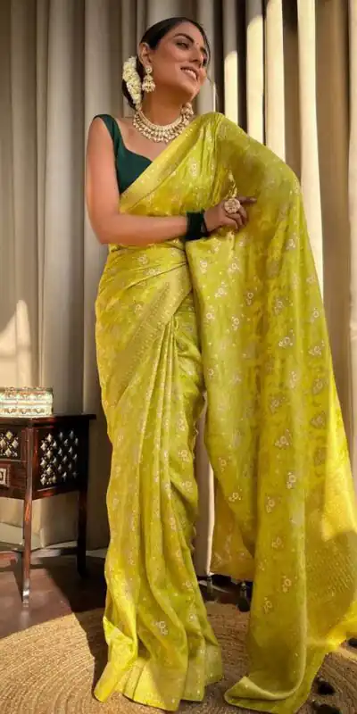 Mustard Soft Silk Jacquard All Over Saree | Sarees, Bollywood Sarees, Creative Sarees, Designer Sarees, Embroidered Sarees, Ethnic Saree, Modern Digital sarees, Party Wear Sarees
