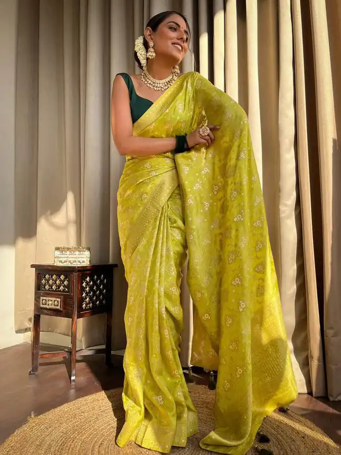 Mustard Soft Silk Jacquard All Over Saree | Sarees, Bollywood Sarees, Creative Sarees, Designer Sarees, Embroidered Sarees, Ethnic Saree, Modern Digital sarees, Party Wear Sarees