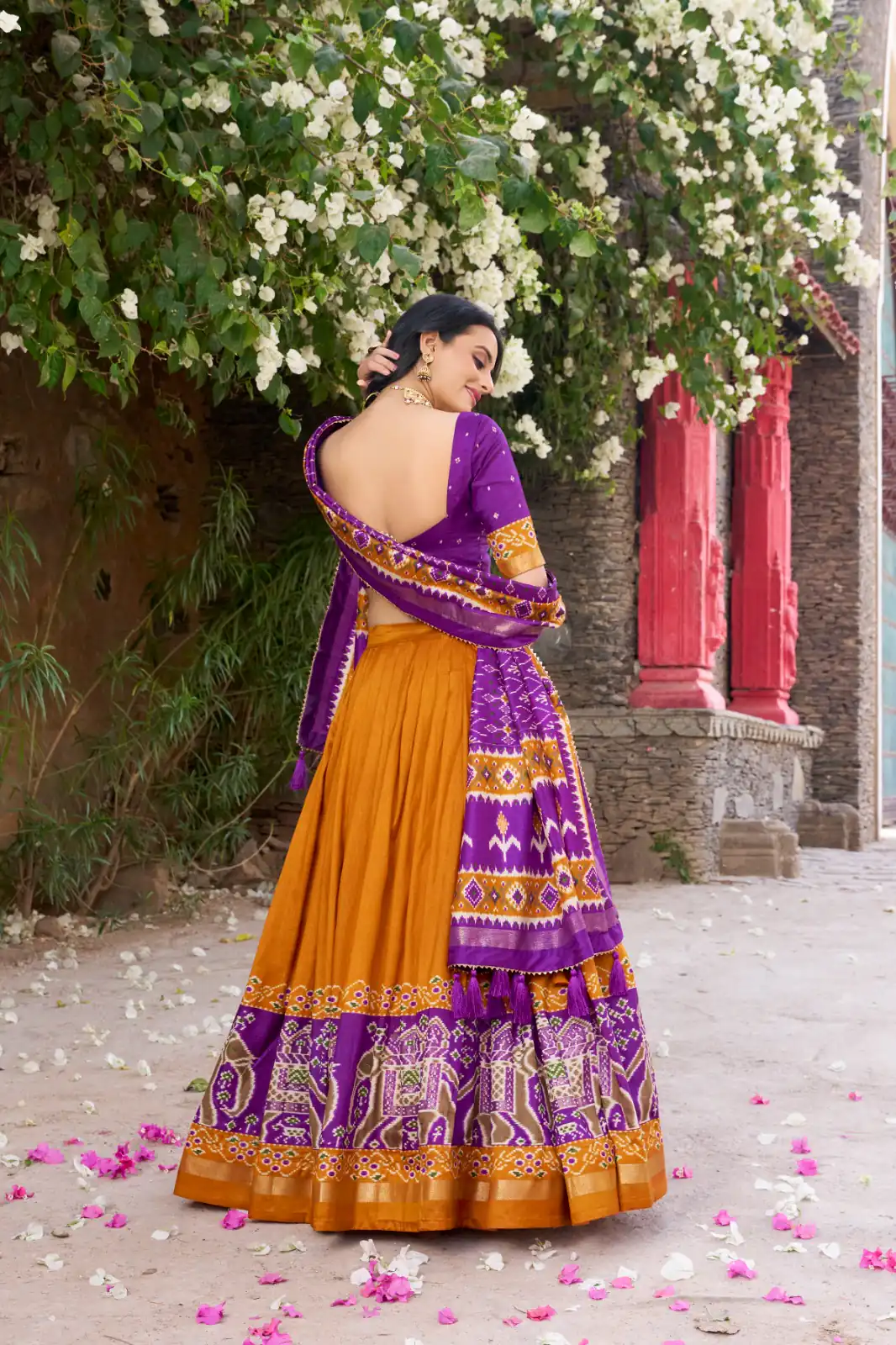 Mustard Tushar Silk Patola Printed Lehenga Choli | Lehenga, Bollywood Lehenga, Creative Lehenga, Designer Lehenga, Embroidered Lehenga, Party Wear Lehenga