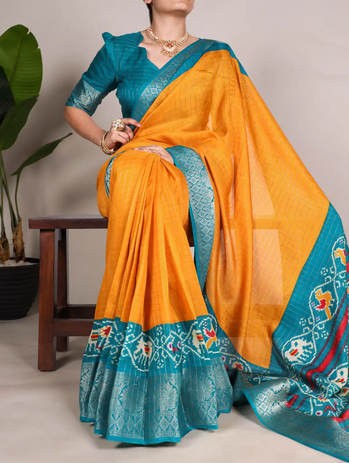 Mustard Tussar Chex Patola Saree | Sarees, Bollywood Sarees, Creative Sarees, Designer Sarees, Embroidered Sarees, Ethnic Saree, Modern Digital sarees, Party Wear Sarees