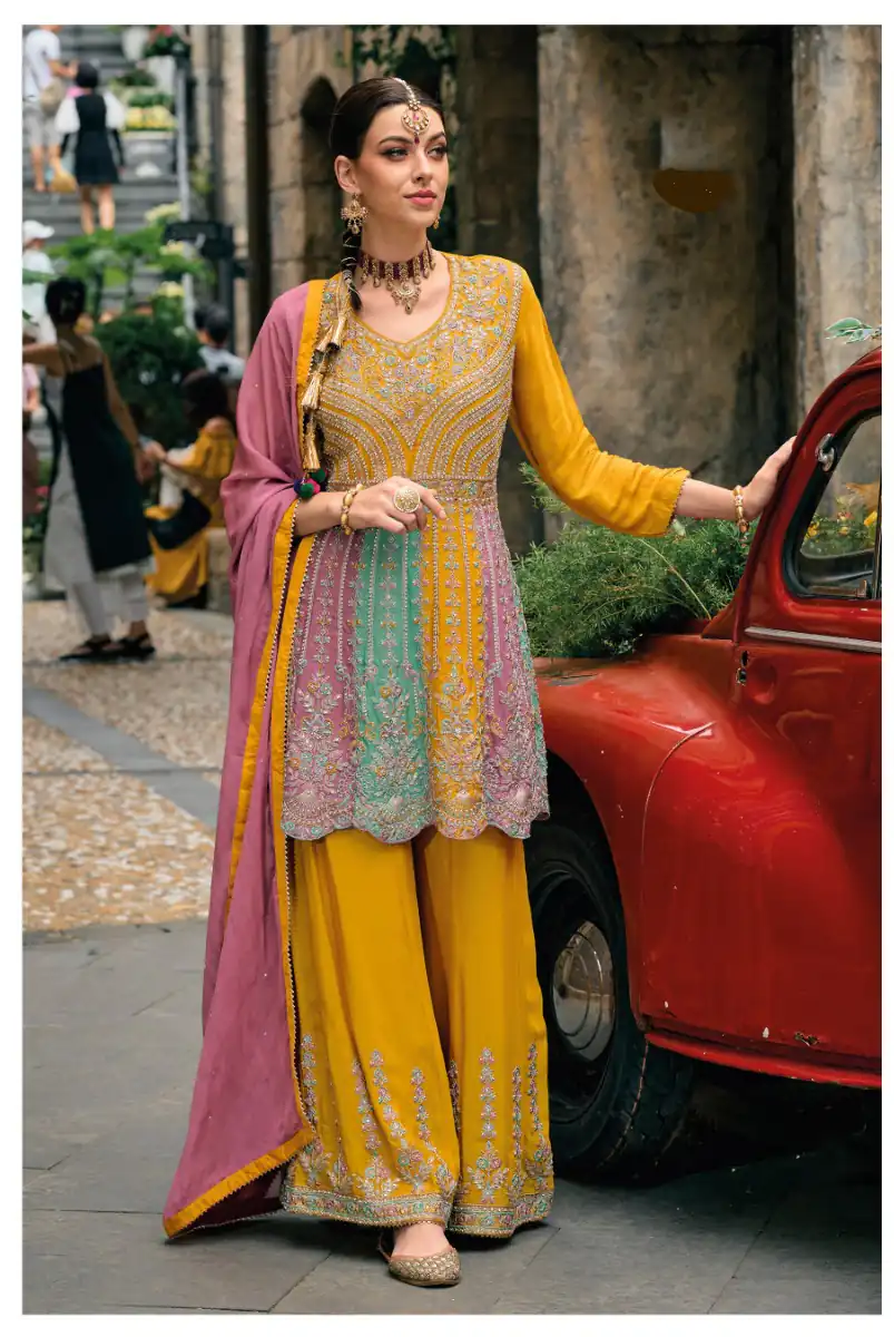 Mustered Chinon Embroidery Lace Work Salwar Suit | Jump Suits, Salwar suit, Casual Suits, Creative suits, Designer Suits, Palazzo Suits, Party Wear Suits, Patiala Suits, Straight Suits
