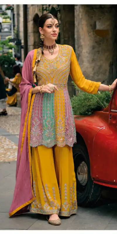 Mustered Chinon Embroidery Work Salwar Suit | Jump Suits, Salwar suit, Casual Suits, Creative suits, Designer Suits, Palazzo Suits, Party Wear Suits, Patiala Suits, Straight Suits