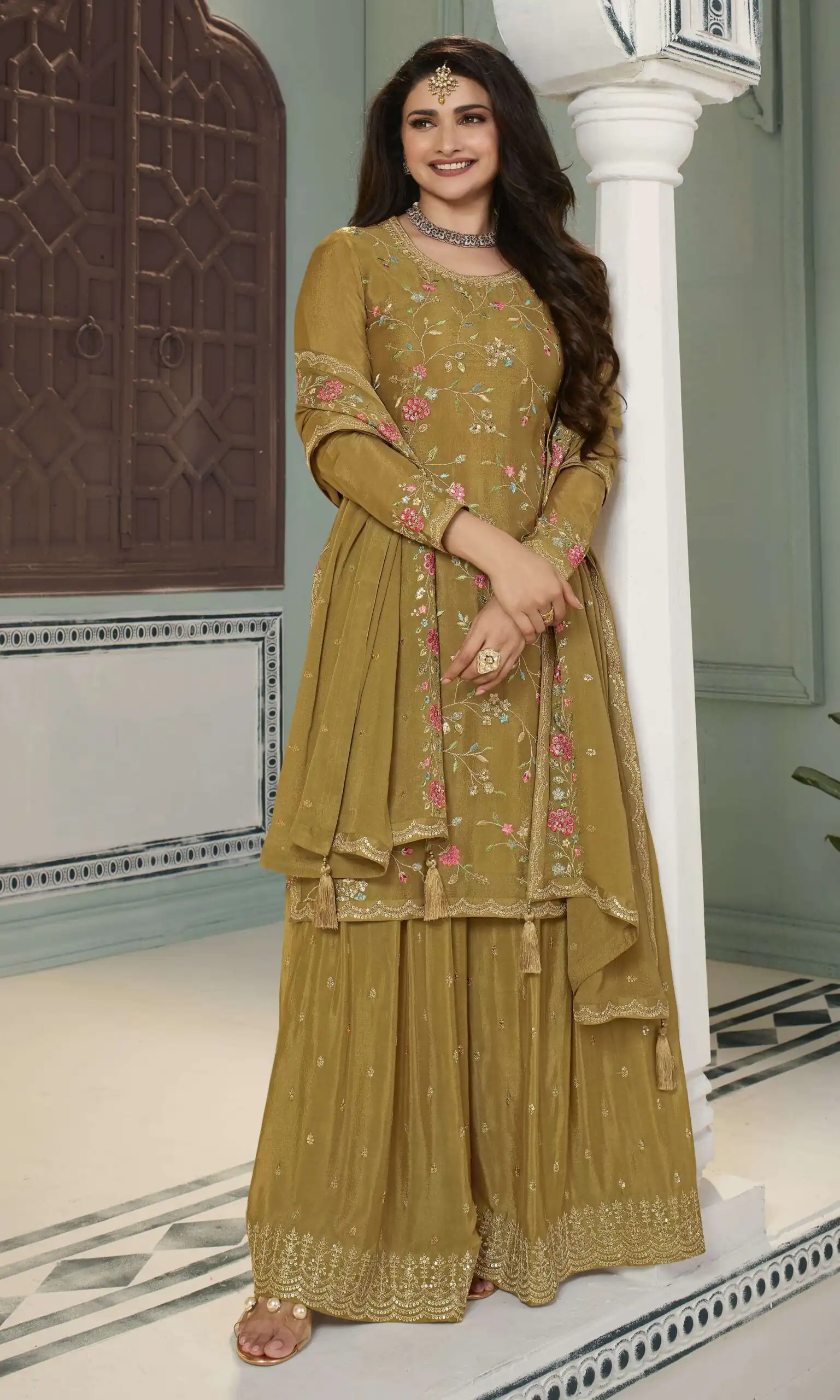 Mustered Chinon Multi Work Salwar Suit | Jump Suits, Salwar suit, Casual Suits, Creative suits, Designer Suits, Palazzo Suits, Party Wear Suits, Patiala Suits, Straight Suits