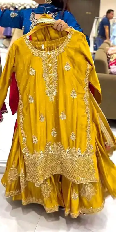Mustered Chinon Silk Embroidery Work Salwar Suit | Jump Suits, Salwar suit, Casual Suits, Creative suits, Designer Suits, Palazzo Suits, Party Wear Suits, Patiala Suits, Straight Suits