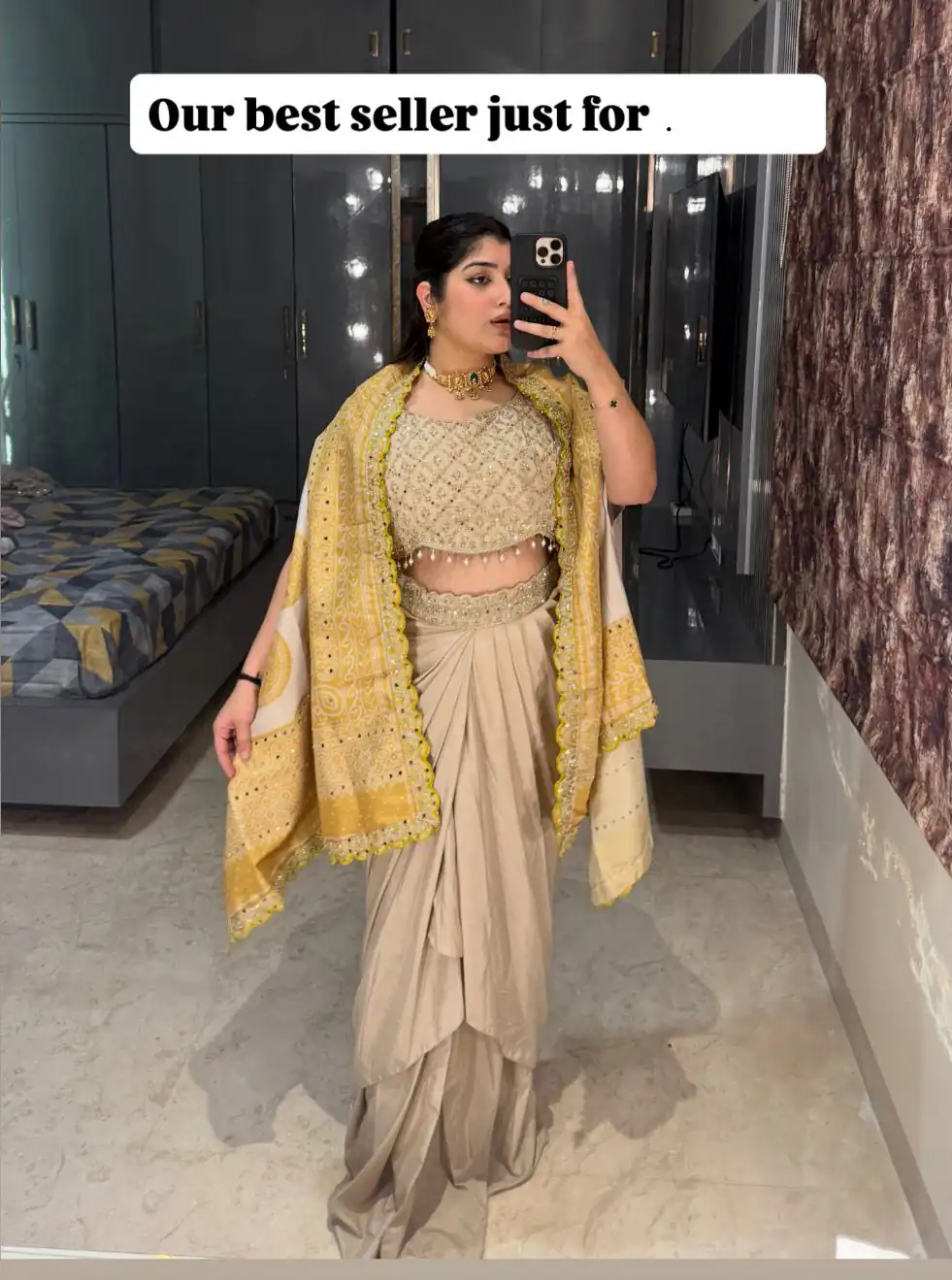 Mustered Crap Silk Embroidery Mirror Work Dhoti Suit | Jump Suits, Salwar suit, Casual Suits, Creative suits, Designer Suits, Palazzo Suits, Party Wear Suits, Patiala Suits, Straight Suits