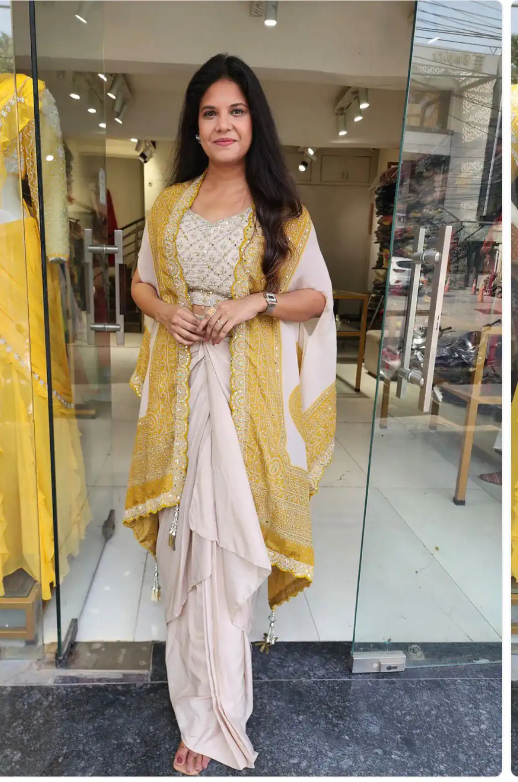 Mustered Crap Silk Embroidery Mirror Work Dhoti Suit | Jump Suits, Salwar suit, Casual Suits, Creative suits, Designer Suits, Palazzo Suits, Party Wear Suits, Patiala Suits, Straight Suits
